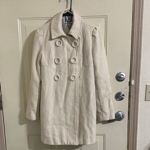 BB Dakota Cream Double-Breasted Pea Coat